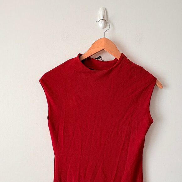 Zara Polyamide Midi Dress Red Size Medium - Picture 7 of 10